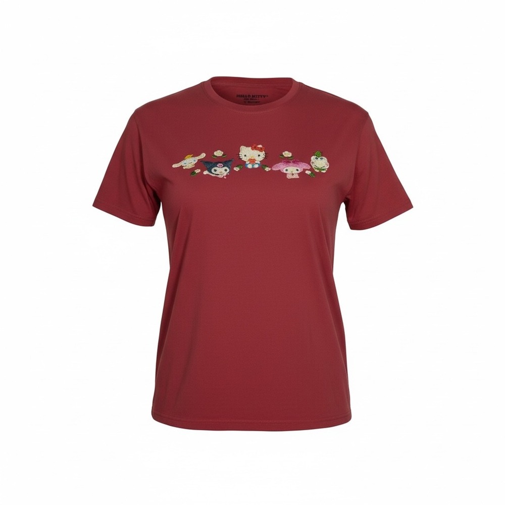 Hello Kitty and Friends Sanrio Fruits Group Shot Embroidered Box Lunch Pink Sz L